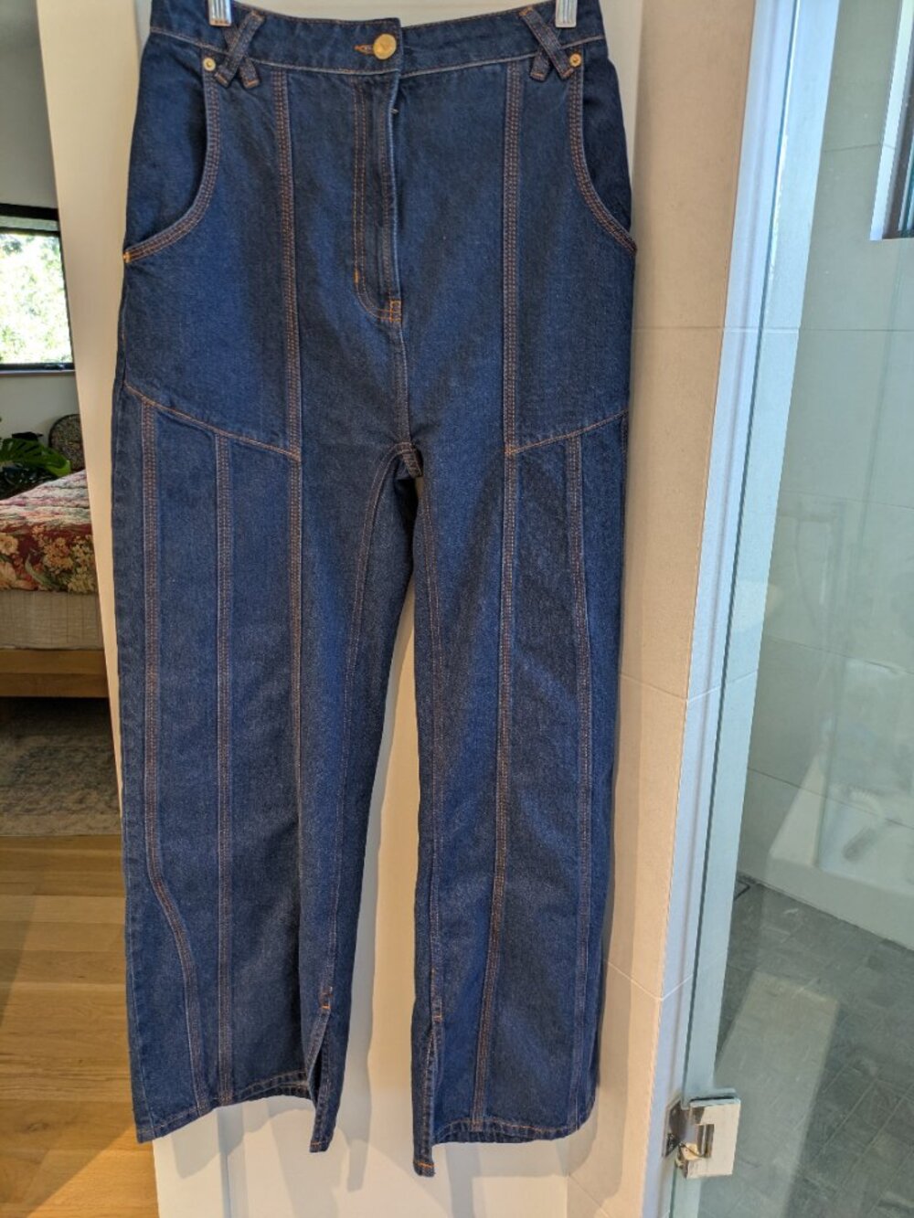 FARM Rio High-Rise Wide-Leg Seamed Panel Jeans Size 30 (M).